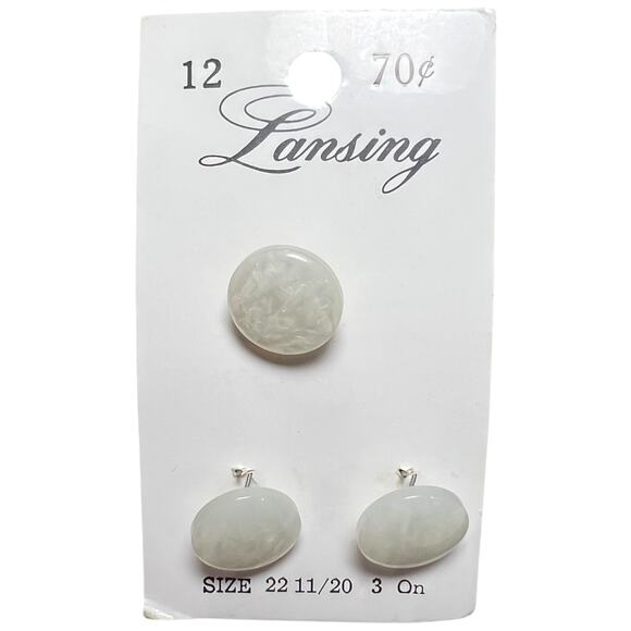 Vintage Lansing Pearlescent White Shank Buttons Set of 3 Size 22 - Picture 4 of 5